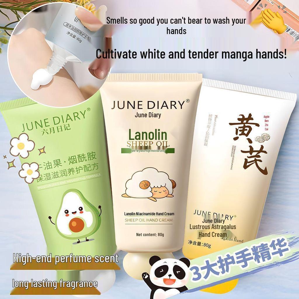 June Diary Astragalus Hand Cream: Moisturizing, Hydrating, Nourishing, Anti-dryness, Smoothes Roughness, Reduces Hand Lines.