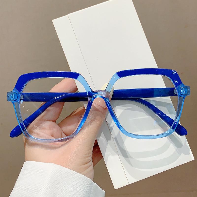 Vintage Anti Blue Light Optical Square Glasses Myopia Prescription Big Frame Women Luxury Brand Designer Double Color Eyewear