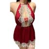 Large size sexy pajamas skirt set women's neck hot slightly transparent fat mm pajamas backless pajamas suspender lace underwear