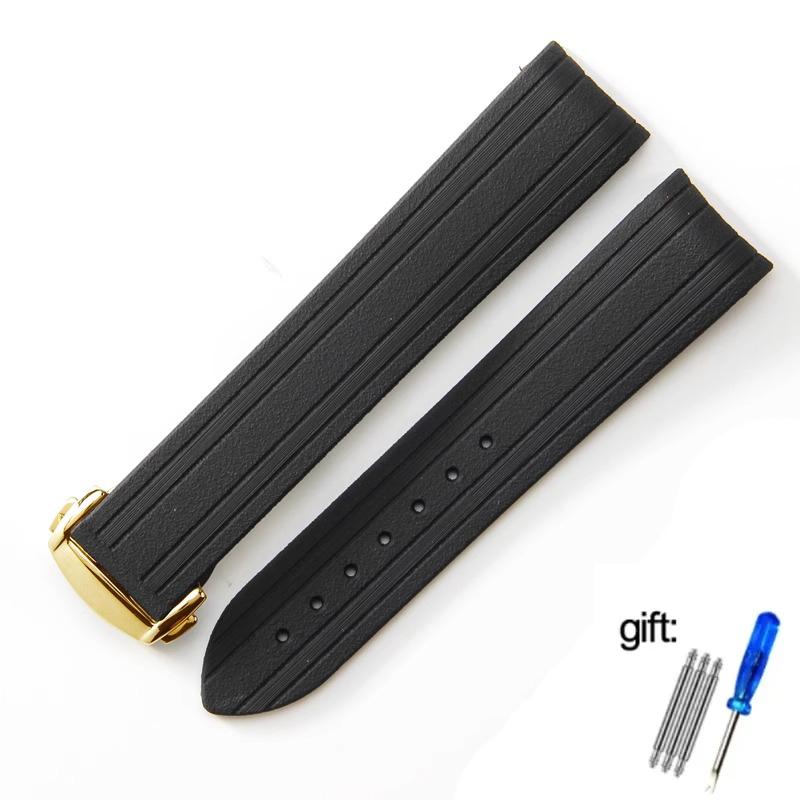 High-Quality Rubber Watch Strap For Omega New Seamaster 300 Watchband Folding Clasp Curved End Men Watches Accessories 20mm