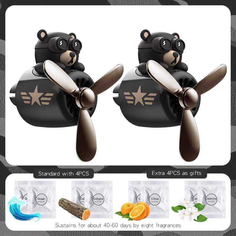 Rotating Pilot Bear Car Air Fresheners Vent Clip Ornaments Perfume Airplane Fragrance Diffuser Aroma Decorations Accessories Men