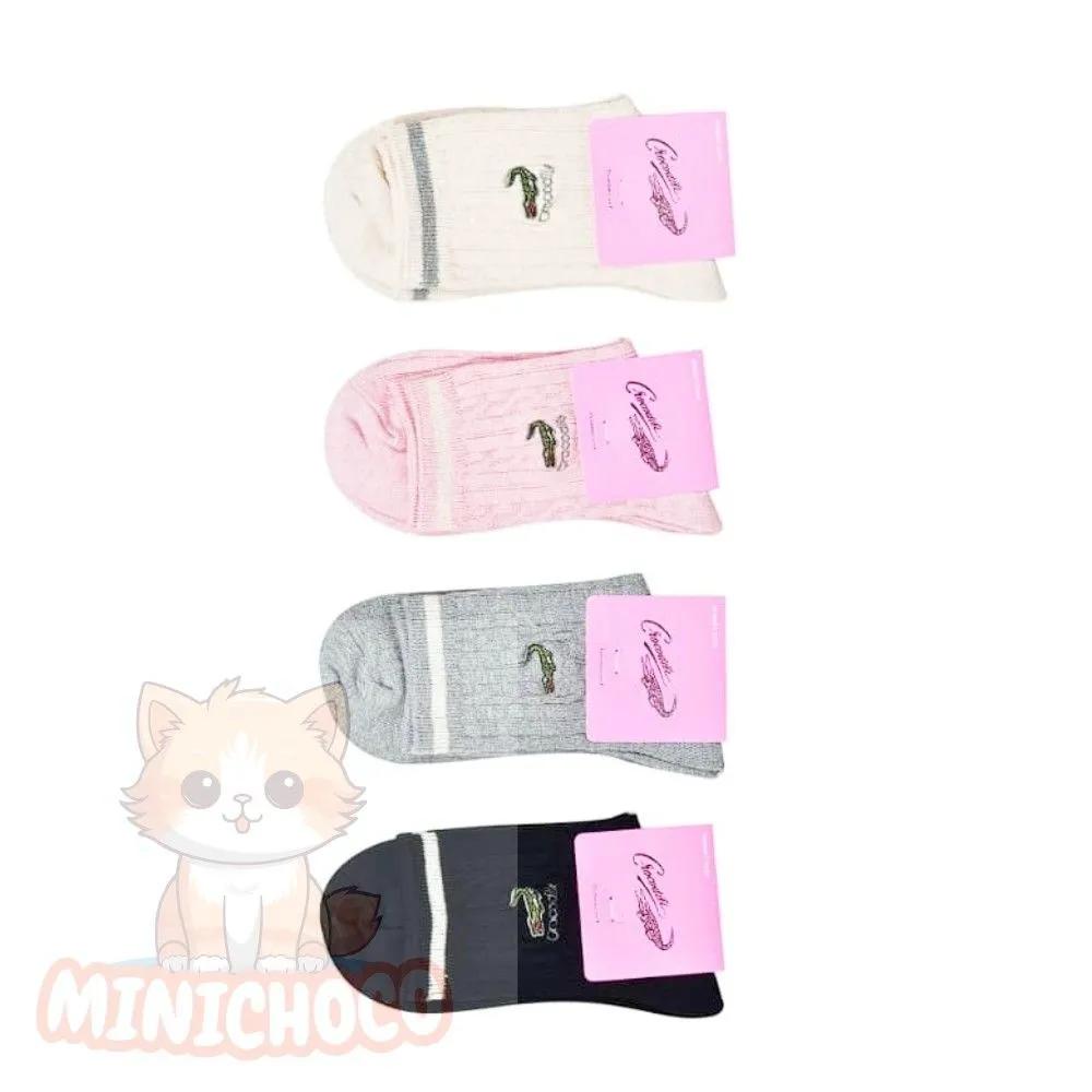 Mini Choco Women s Mid-Calf Embroidered Socks Affordable Socks Women s Mid-Calf Socks Lightweight Crocodile Ladies Mid-Calf Socks 24cm Random Shipping (5 Pairs)