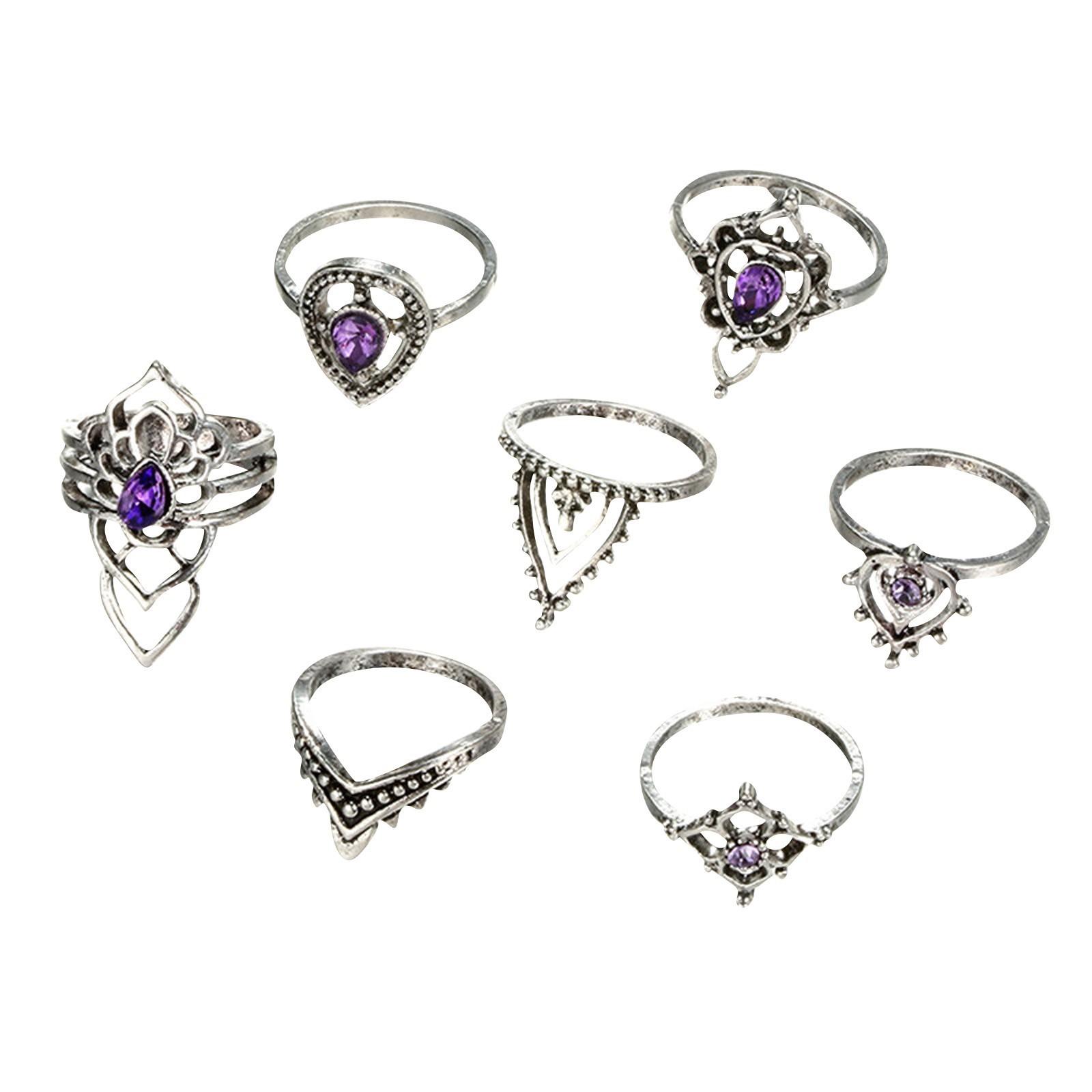 Girls  And Women s Ring Jewelry 7 Set Ring Combination Ring Set Ladies Ring белый