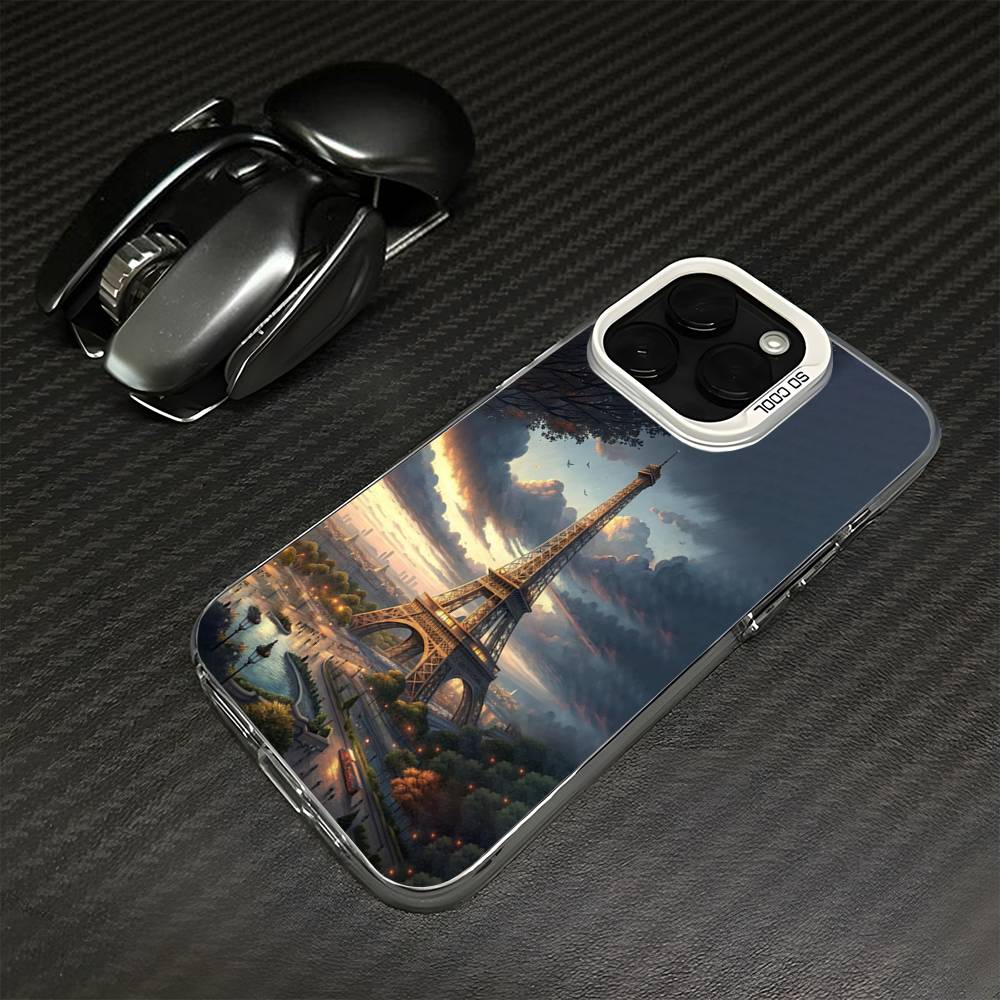 Eiffel Tower Phone Case For iPhone 16,15,14,13,12,11,Mini,Pro,MAX White Matte Shockproof Cover