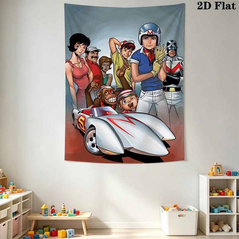 Animated Racing Team Pattern Home Decor Tapestry, Wall Hanging, Decorative RV Wall Cloth.SGT0917197