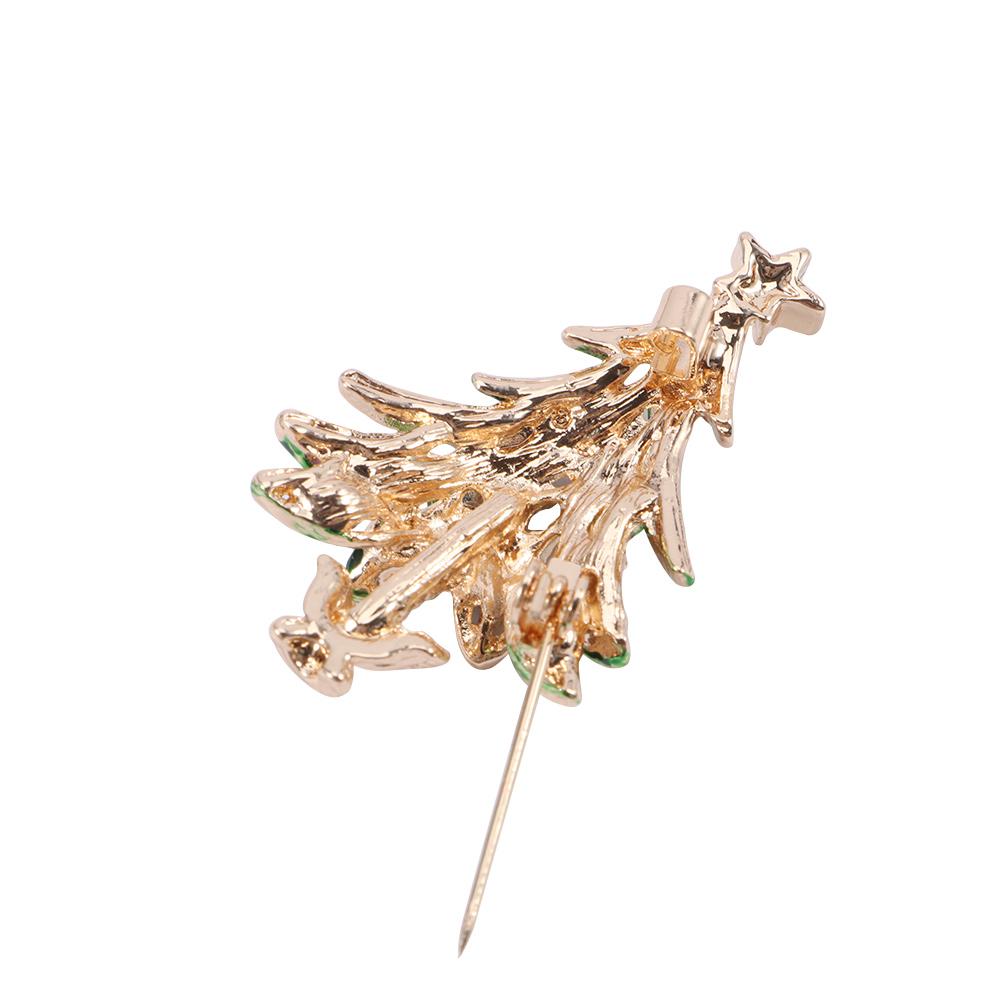 Retro Party Fashion Crystal Woman Gift Christmas Tree Lapel  Pins Brooches Jewelry