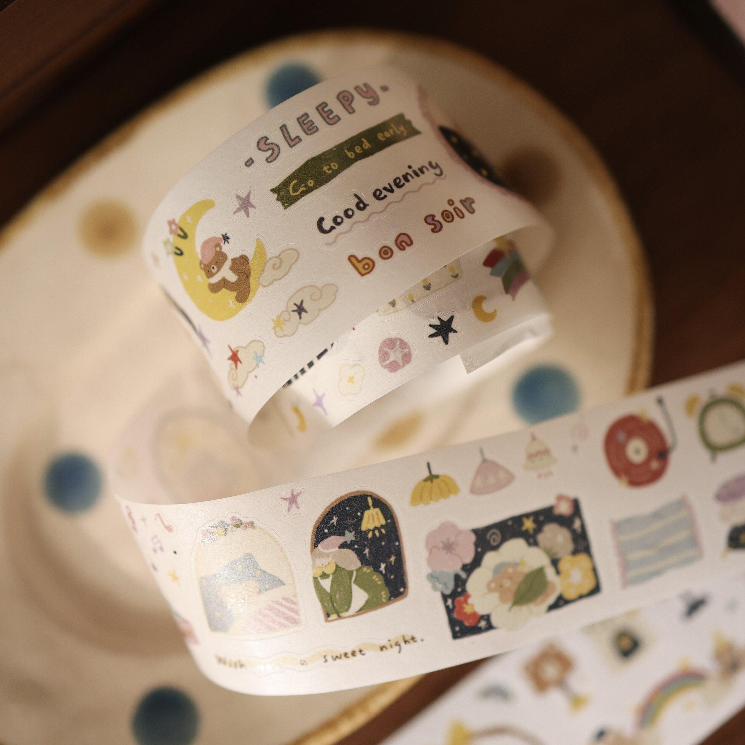 Yier  Salt journal Material [Hug Good Night] PET Washi Tape Cutting Die Sticker