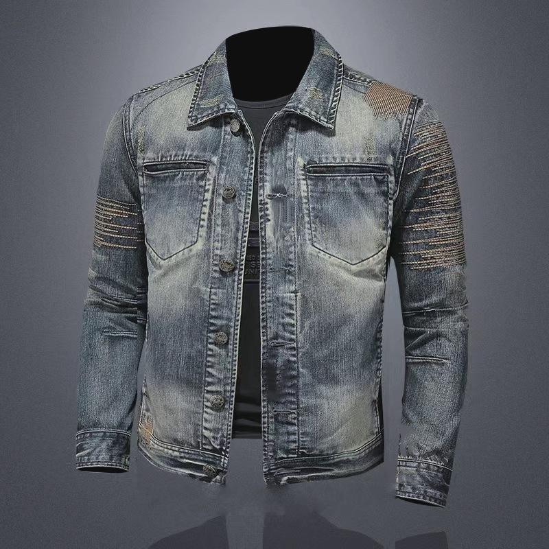 Retro Denim Jacket Men's Trendy Brand Korean Version Slim Jacket