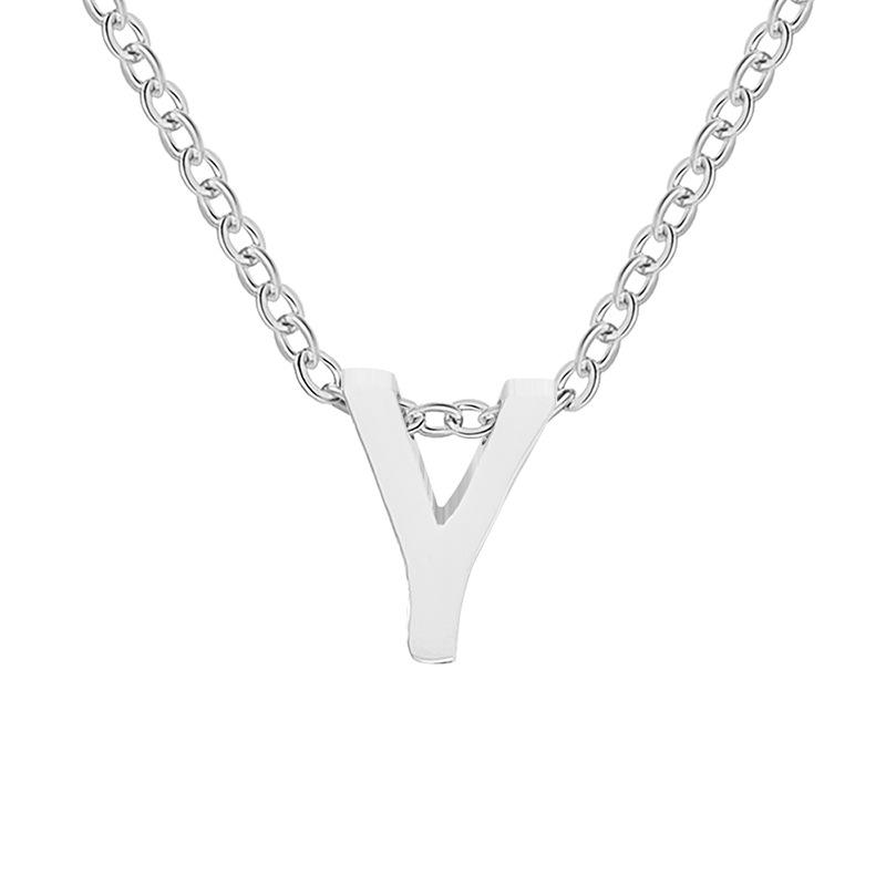 eManco Gold-Plated Stainless Steel Letter Necklace with European & American Pendant