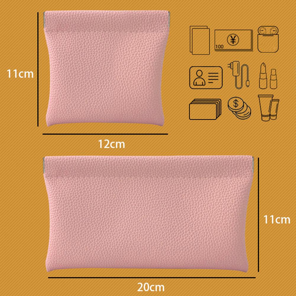 2pcs Mini Portable PU Storage Bags Automatic Closure Storage Bag Data Cable Earphones Lipstick Wallet