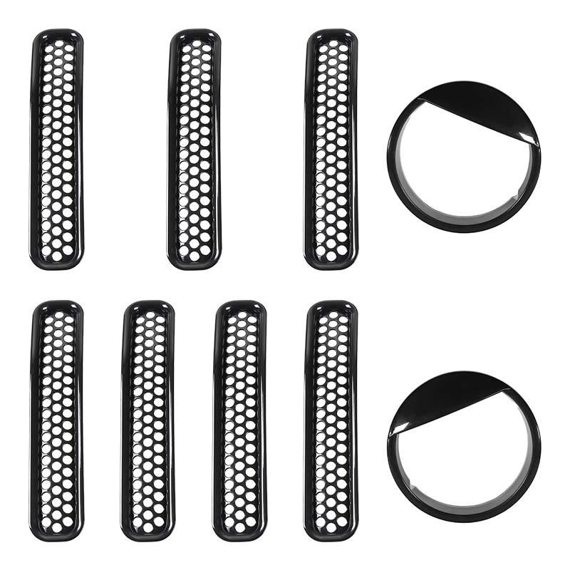 Car Front Hood Grille Ring Cover Headlight Circle Protective Sticker For Jeep Wrangler TJ 1997-2006 Car Exterior Accessories