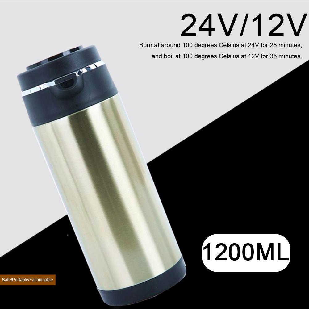1200ML/750ML Large Capacity Car Hot Kettle Car Truck Water Heater Auto Shut Off 12/24 V Fast Boiling for Coffee Tea Drinks Pots