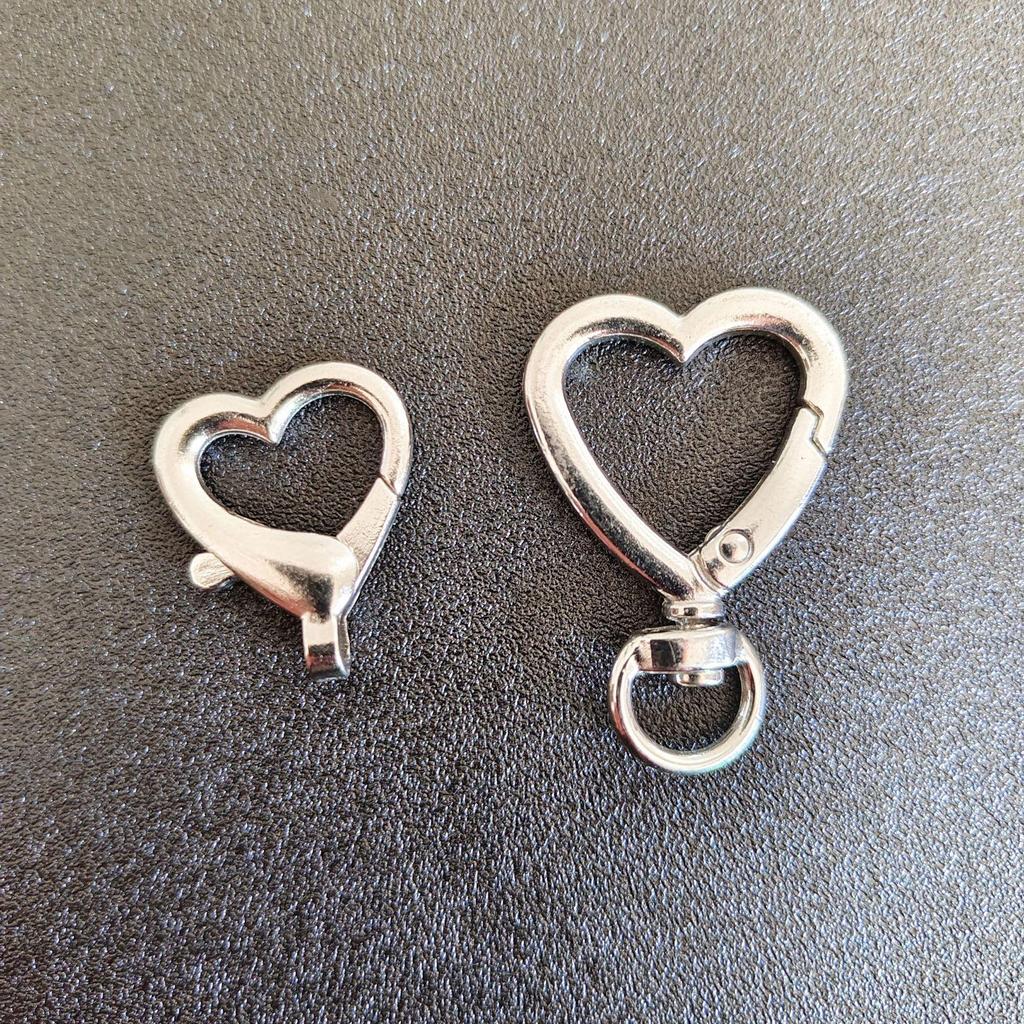 Silver Zinc Alloy Lobster Clasp Keychain with Heart Pendant