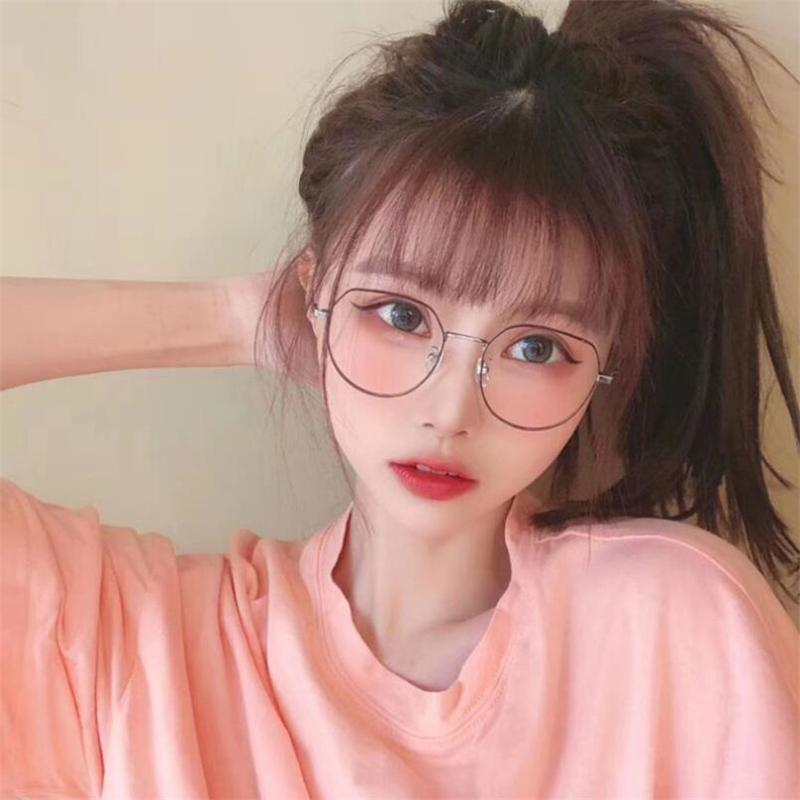 Metal Anti Blue Light Myopia Glasses Pink Gold Frame Polygon Nearsighted Spectacles 0 To -6.0