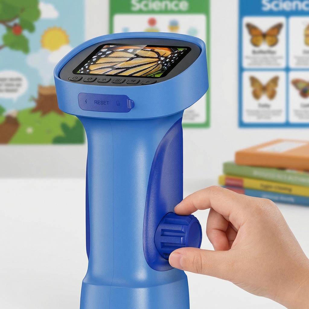 Tragbare Handlupe 1000X Digitalmikroskop mit 2,4 Zoll IPS-Bildschirm Wissenschaftsgeschenke für Jungen und Mädchen von 3-12 Jahren