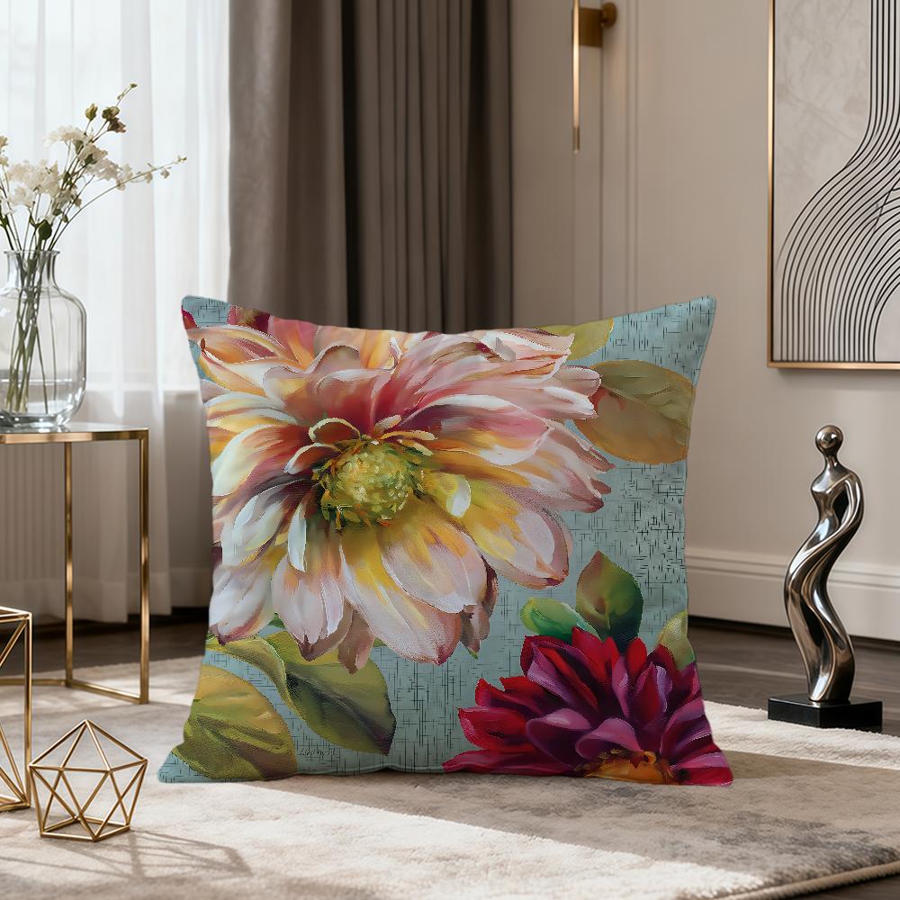 Retro Color Exquisite Flower ART Fashion Vintage Soft Comfort Pillowcase Sofa Nap Living Room Party Home Pet Decor Pillowcover