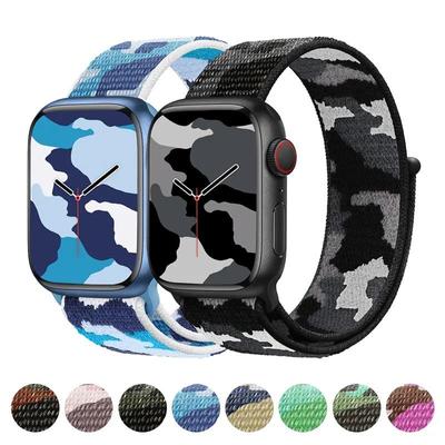 Nylon Loop Strap for Watch Band 45mm 41mm 44mm 40mm 42mm 38mm Watchband Camouflage Bracelet for Iwatch Series 4 3 5 6 7