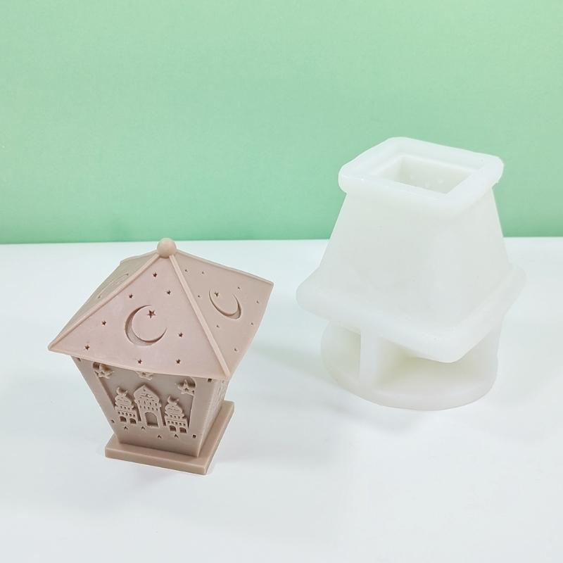 Ramadans Resins Molds 3D Castle Silicone Moulds Handmade Candle Molds DIY Castings Molds for Eid Home Decorations
