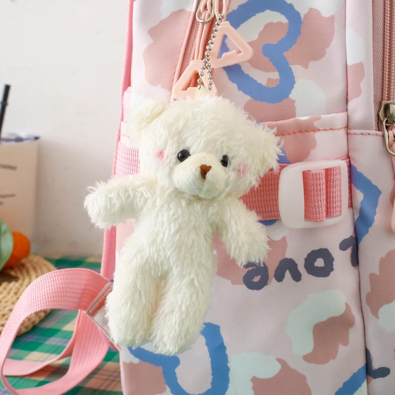 School bag girl love backpack large capacity junior high school campus school bag girl cute casual four-piece backpack