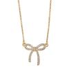 Chic Titanium Steel Bow Pendant Necklace For Women With Dazzling Diamond Inlay