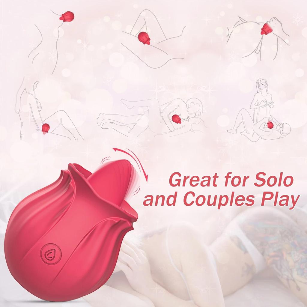 Rose Sex Toy with Tongue Licking Vibrator for Women G Spot Nipple Stimulation Rechargeable Vibrating Machine Clitoral Vibrators