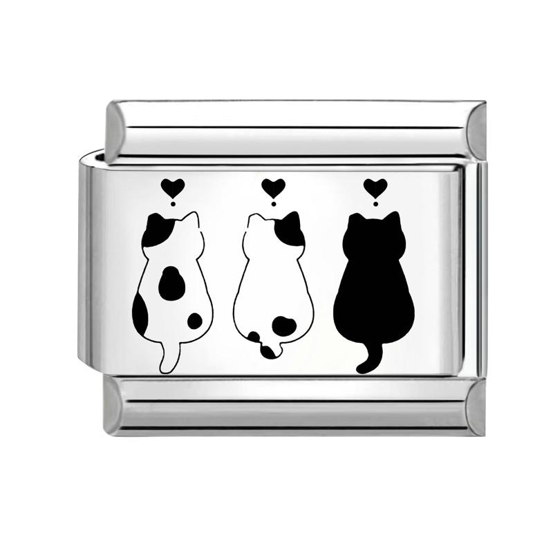 Black Piano Chess Boardlaser Engraving Links Fit 9mm Italian Charms Bracelet Jewelry DIY Making Gifts