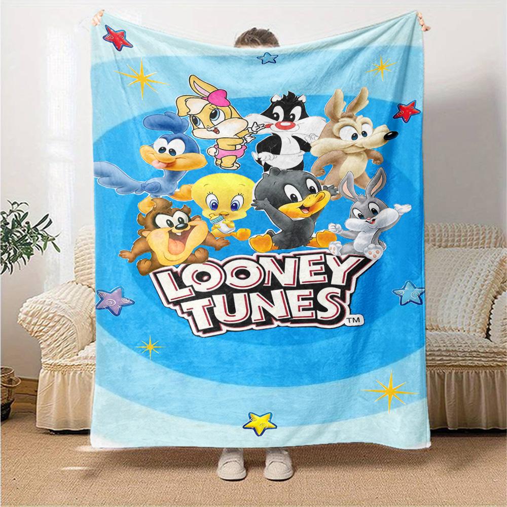 Classic Cartoon Character Art Flannel Blanket Super Soft Warm Cozy Blanket for Sofa Bed Office Travel All‑Season Home Decor Gift