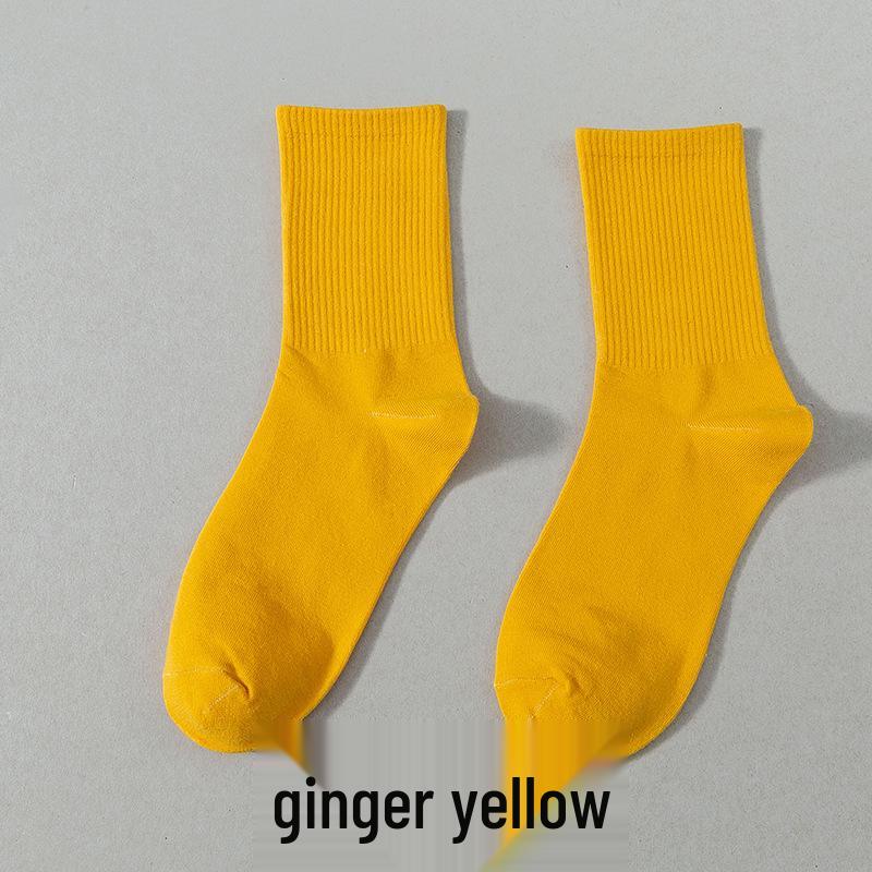 Zhuji Women's Colorful Mid-Calf Socks - Fashionable Candy Colors for Spring & Autumn, Versatile Japanese Style Trendy Solid Socks