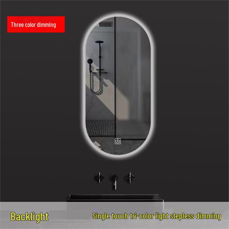 Oval LED Smart Vanity Mirror, Anti-Fog, Wall-Mounted for Bathroom Use.