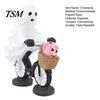 Creative Halloween Party Ornament Ghost Riding Bicycle Resin Figurine, Spooky Desk Shelf Decor for Bike Home Entryway, Hand-Painted Creepy Cute
