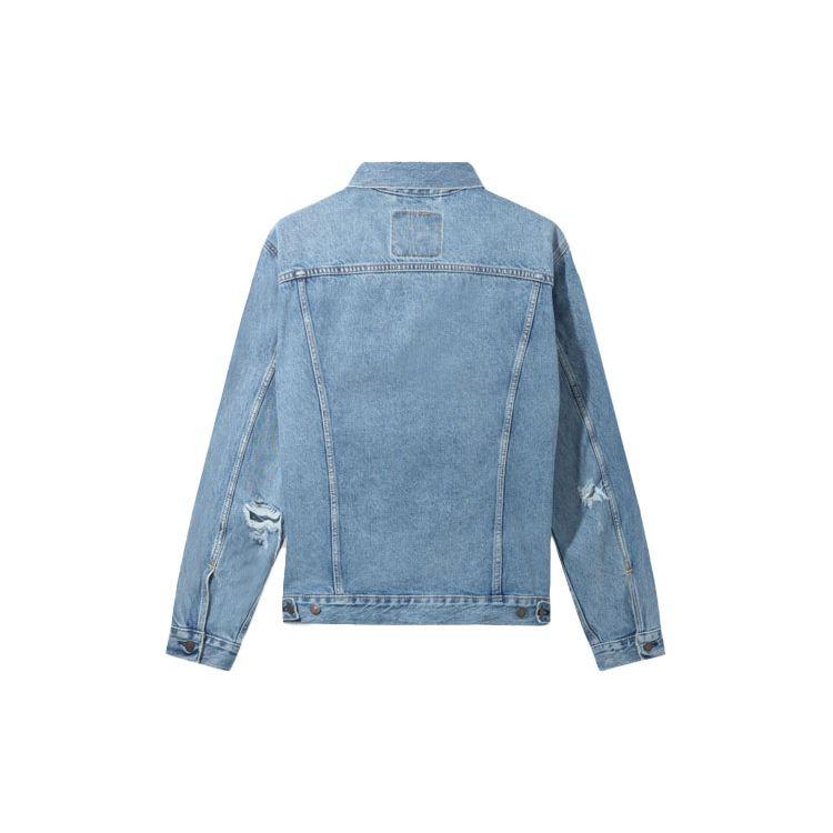 Levis Solid Color Ripped Collar Denim Jacket Unisex Jackets Blue 85248-0018