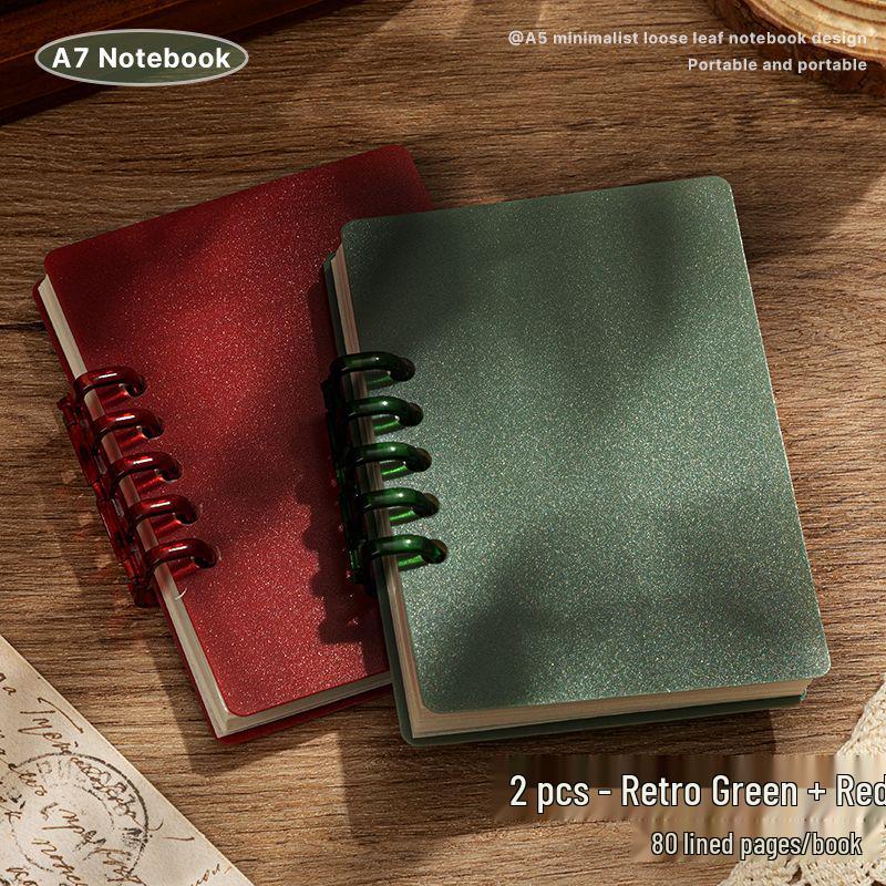A7 Transparent Minimalist Loose-Leaf Spiral Pocket Notebook, Lined for Single Words