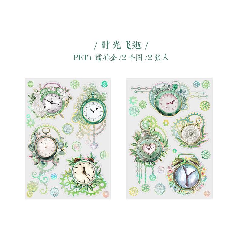 2pcs Diy materials for PET sticker time wheel roaming clock flower Guka planner decoration and landscape