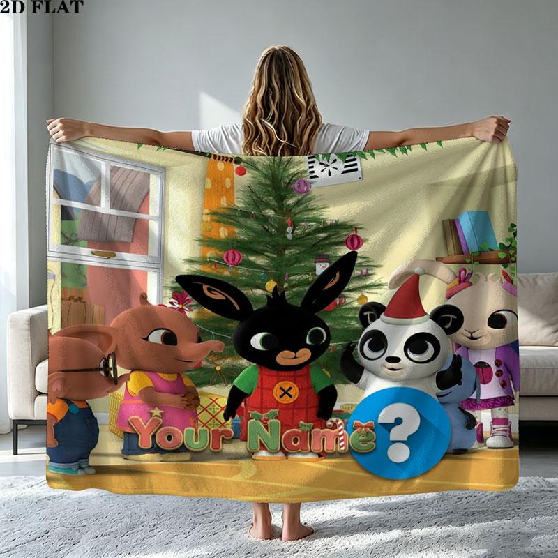 1PC Bing Custom Name Patterned Flannel Blanket Suitable For All Seasons for Home Decor Warmth and Comfort Gifts Holiday Present