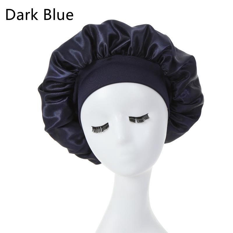 Touca feminina para cabelo noturno, gorro sedoso de cetim com ajuste de camada dupla, chapéu para cabelos cacheados e elásticos, acessórios de estilo