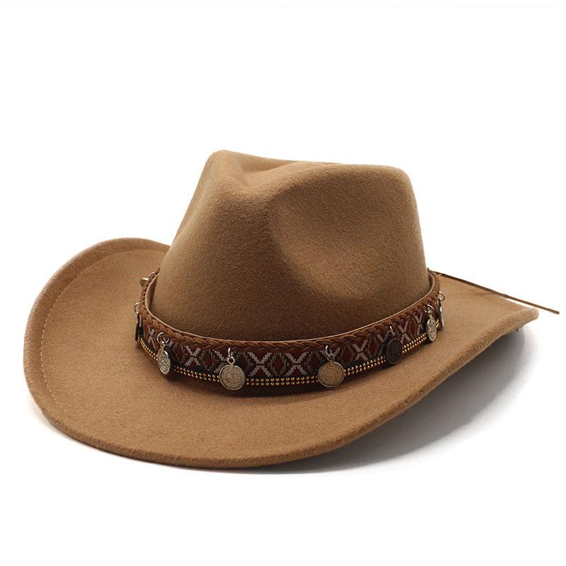 Western cowboy hat American retro big brim top hat Shade sun protection hat Outdoor hiking hat Jazz hat