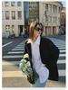 Petite Women's Chic Gray Suit Jacket - 2025 Spring Niche Design