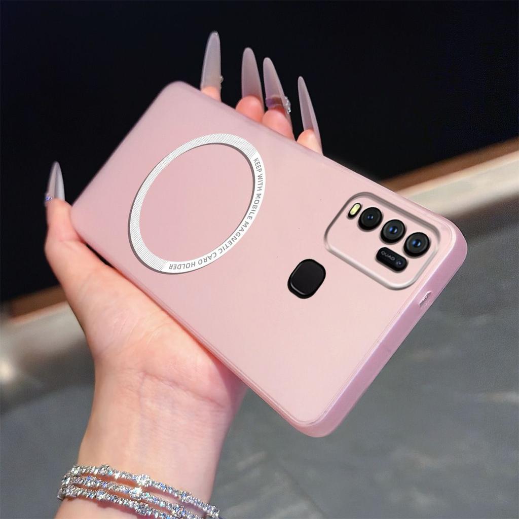 Magnetic Semi‑Transparent Matte Phone Case for Vivo Y50,Y30 4G Soft TPU Shockproof Cover