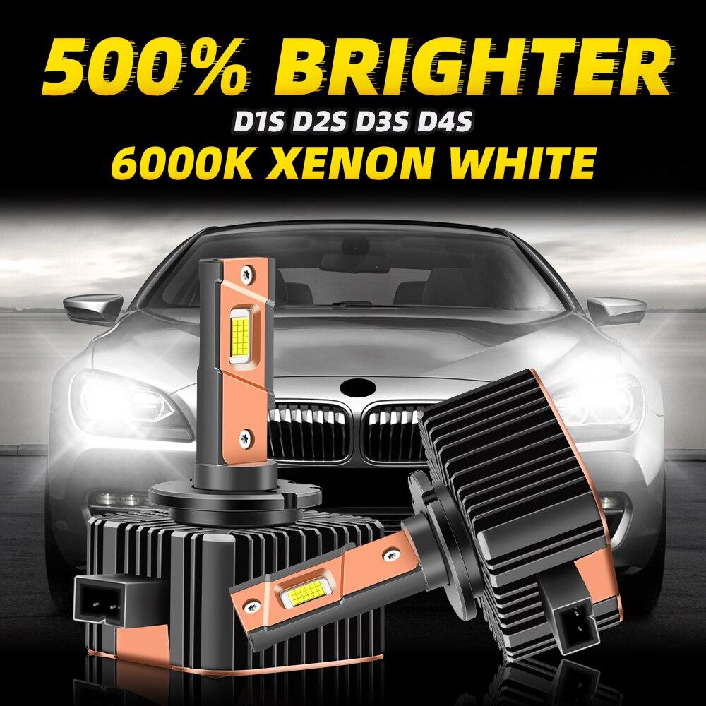 

Roadsun D1S LED Headlight Bulbs 6000K Cool White 500% Brighter D4S D3S D2S LED Bulb 100% Error Free Xenon Headlights Replacement D1S