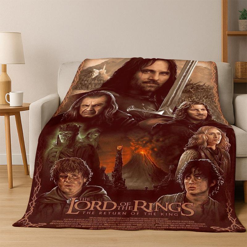 Movie L-Lord of The Rings H-Hobbit Flannel Blanket Soft Warm Blanket Throw Blanket for Bedroom Living Room Bed Picnic Gift Kid
