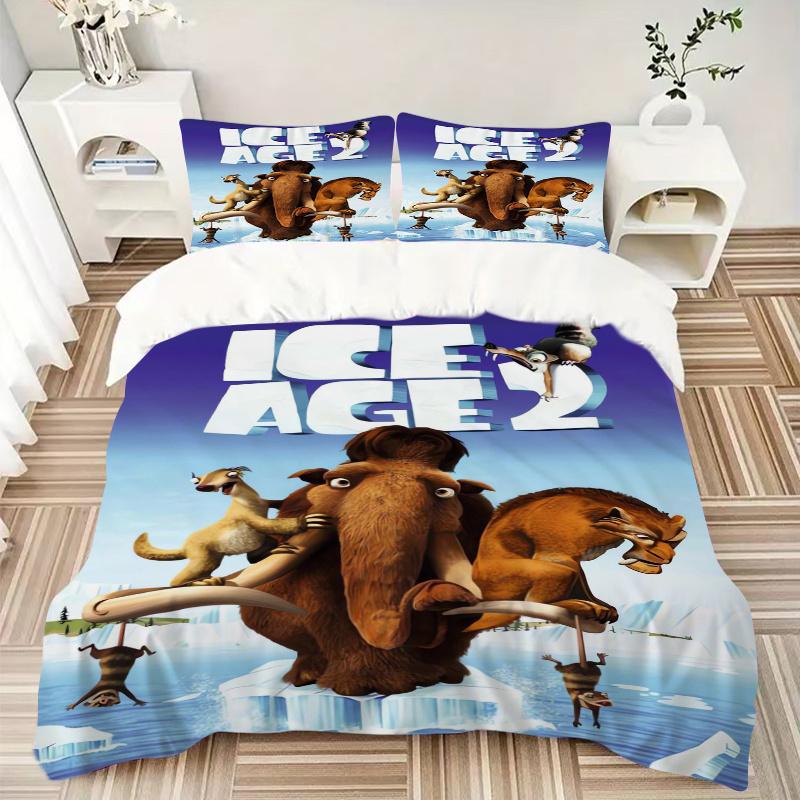 3pcs Ice Age 2 The Meltdown Quilt Set, Soft and Comfortable Bedroom, Guest Room and Dorm Decor Bedding Set 1 Quilt Cover + 2 Pillowcases.Q05