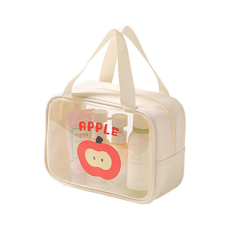 New Transparent Waterproof Travel Toiletry Bag Portable Dry Wet Separation Organizer for Toiletries Cosmetics KTB M бежевый