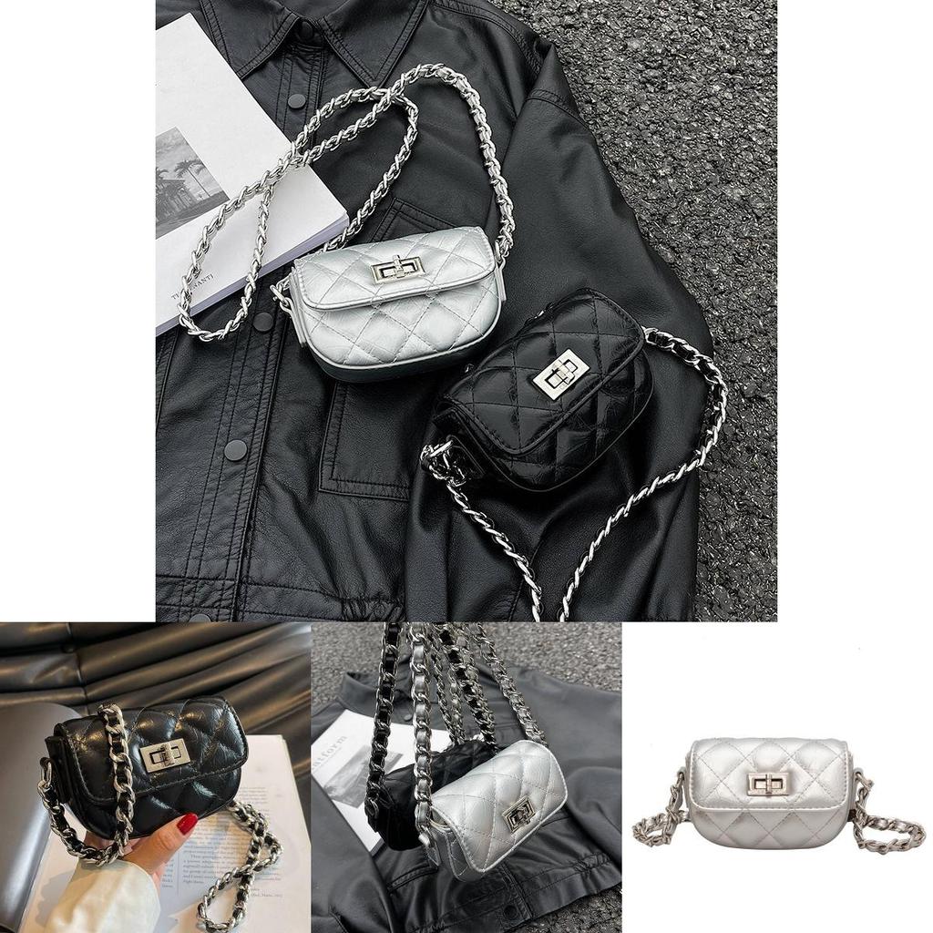 Chic Silver Mini Shoulder Bag For Women Soft Texture And Stylish Quilted Design