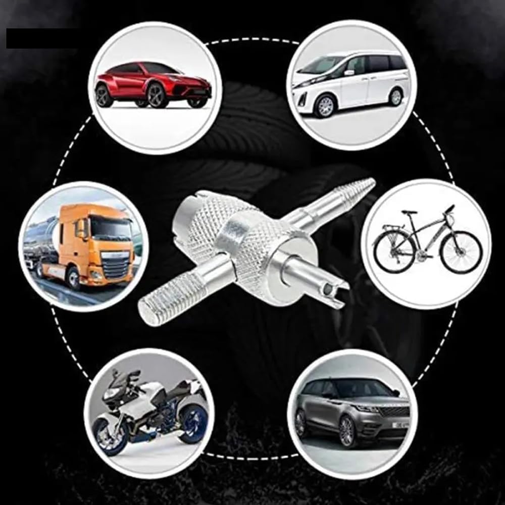 5 Pack Tyre Valve Removal Tool 4-in-1 Tyre Stem Core Remover Installer Multifunctional 4-Way Universal Wrench for Bicycle Bike Automobile Car