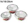 3pcs 16/18/20cm Enamel Pot Visible Floral Stew Soup Pot Multi-Purpose with Lid Kitchen Cookware Set Gas Induction Cooker