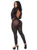 Women's Spicy See-Through Mesh Backless Jumpsuit with Long Sleeves