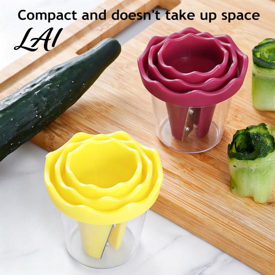 Spiralgemüseschneider für Zucchini 2 Stück Blumen-Schneiderwerkzeug Manuelles Karotten-Gurken-Rettich-Werkzeug Küche Edelstahlklinge Lebensmitteldekoration