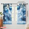2pcs,2D Plane Printing Curtains Digital Printed Blue Christmas Ornaments Snow Versatile Polyester Fabric (without Rod)