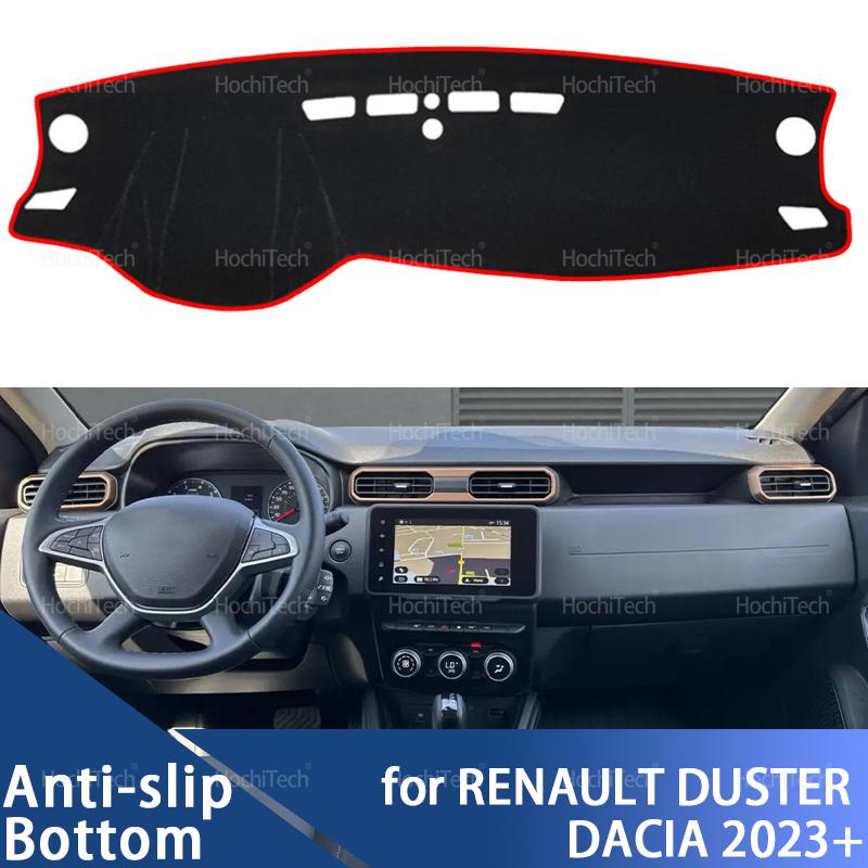 עבור RENAULT DUSTER DACIA DUSTER 2023+ כיסוי לוח מחוונים לרכב, כיסוי פלטפורמת מכשירים למניעת אור, שטיחון, אביזרי שטיח