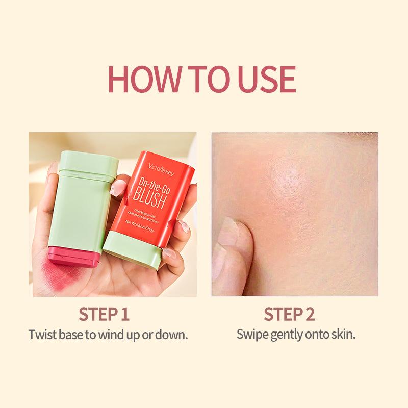 Victoria Key Blush Stick Set: Natural Nude Makeup for Contouring, Highlighting, and Enhancing Complexion